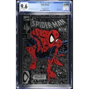 🔑🔥Spider-Man 1 McFarlane Silver No Price Variant Get Bag! CGC 9.6 1990 105024
